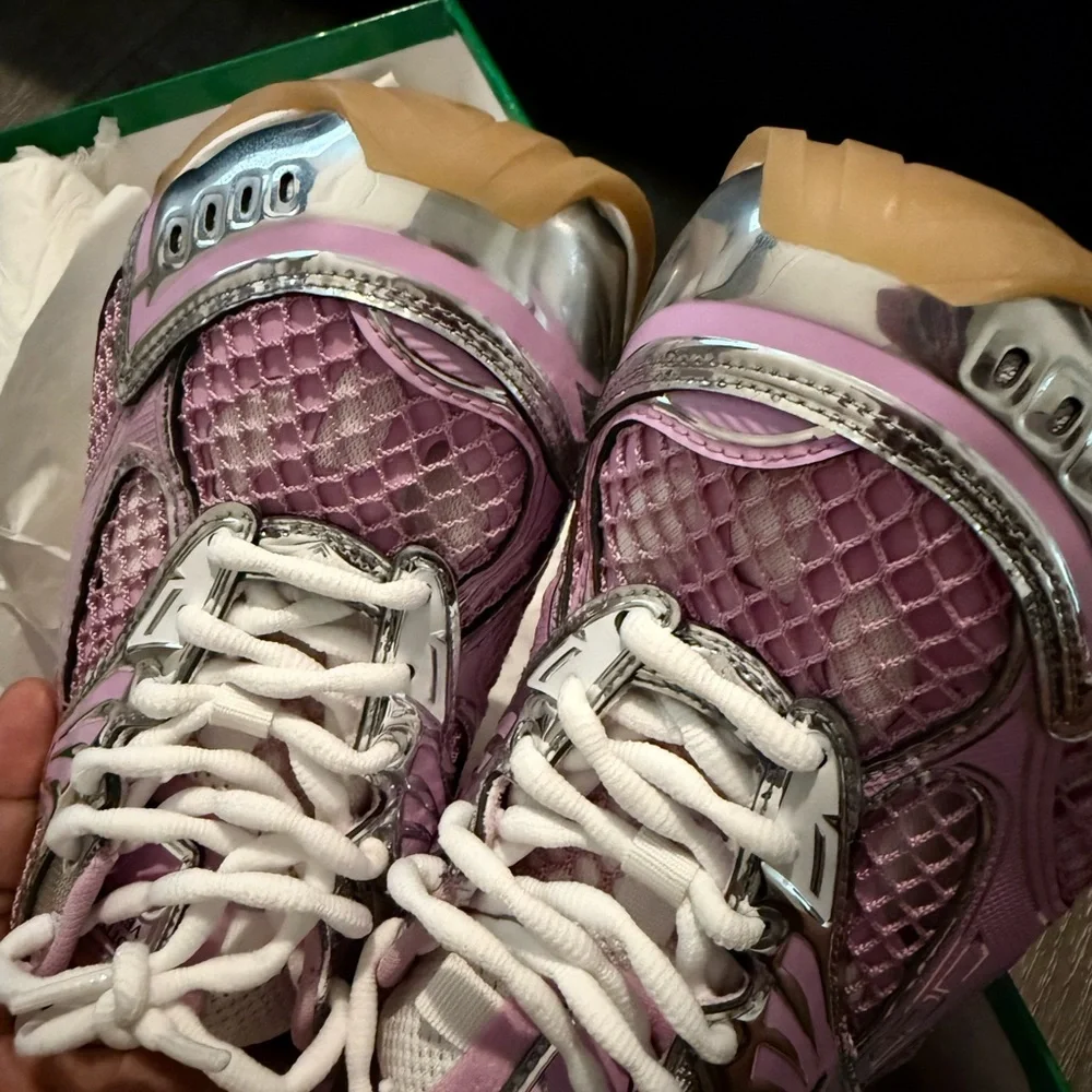 Bottega Veneta Pink and White Orbit Sneakers - Picture 2 of 15